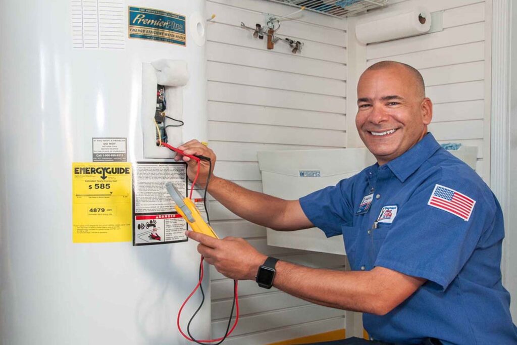 Old leaking water heater in an Arizona home showing signs of failure – APS Plumbing AZ