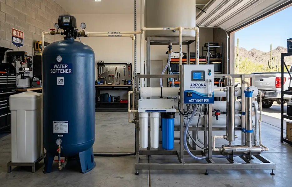 water softener capacity for 6 person household Arizona, hard water solutions Phoenix, water softener installation Scottsdale.