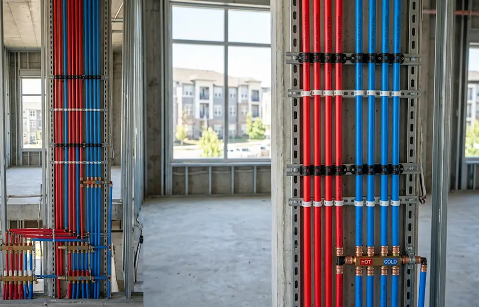Professional PEX repiping installation in a multi-unit apartment complex in Mesa AZ.